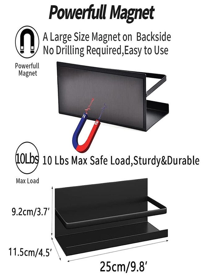 Obedient Magnetic Spice Rack For Refrigerator, Storage Fridge Shelf Kitchen Organiser, Easy To Use, Drill Free - Alloy Steel, 1 Countertop, Floating Shelves, Black, 2 Pack - Image 2